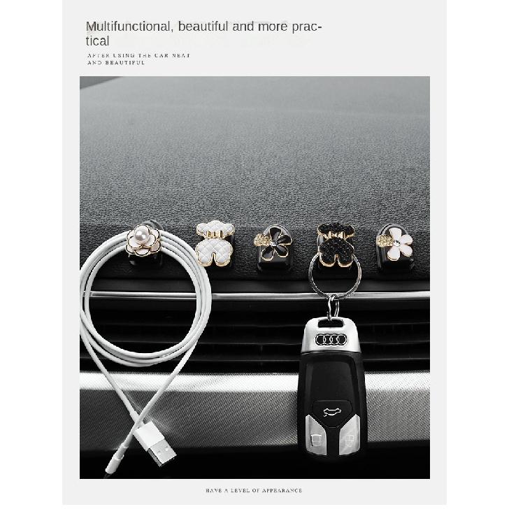 Mini Hook In The Car Center Console Seat Back Camellia, Bear, Multi-functional Storage ABS Data Cable Small Hook Auto