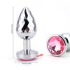 New Couples Small Anal Plug Round Shaped Crystal Metal Butt Plug Stimulator Prostate Massager Anus Sex Toys For Women and Men