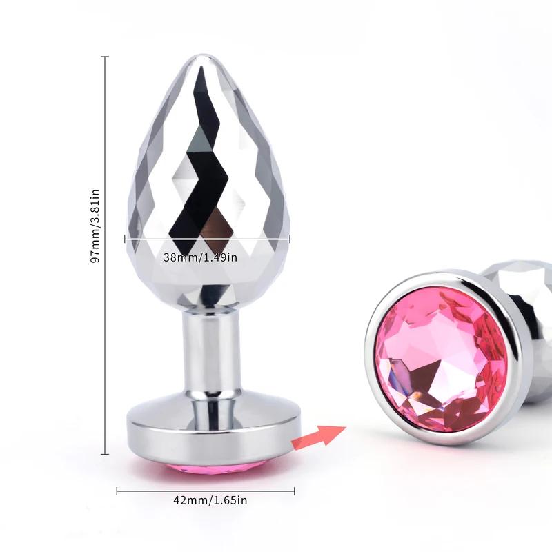 New Couples Small Anal Plug Round Shaped Crystal Metal Butt Plug Stimulator Prostate Massager Anus Sex Toys For Women and Men