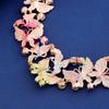 European Exaggerated Butterfly Oil Painting Rhinestone Necklace Earrings Set Valentine's Day Gift