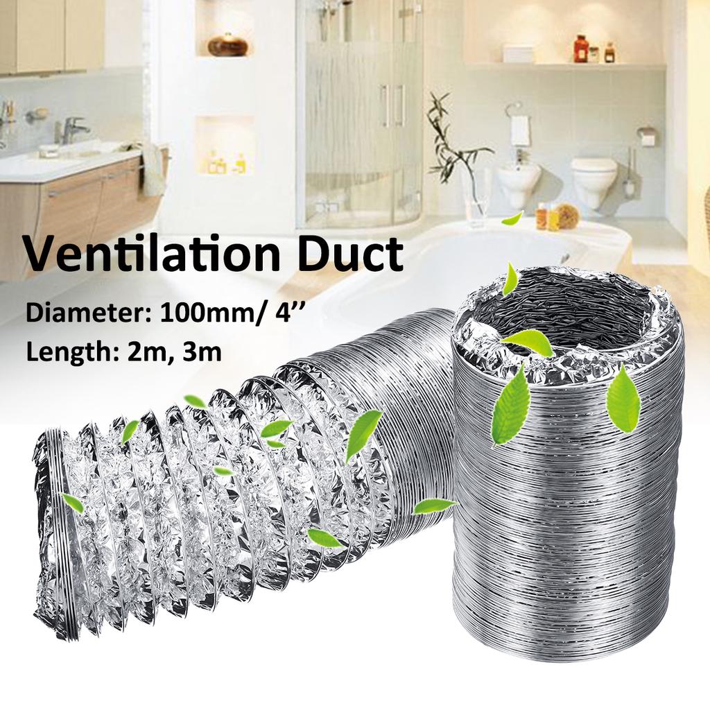 Buy 4‘‘ 100mm Air Ventilation Pipe Hose Flexible Aluminum Exhaust Duct ...