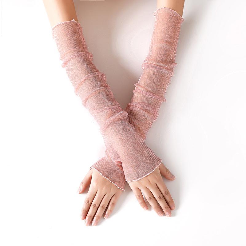 Ice Silk Mesh Women's Sun Protection Arm Sleeves - Lightweight, Breathable, Half-Finger Design for Cycling, Covers Scars and Tattoos.