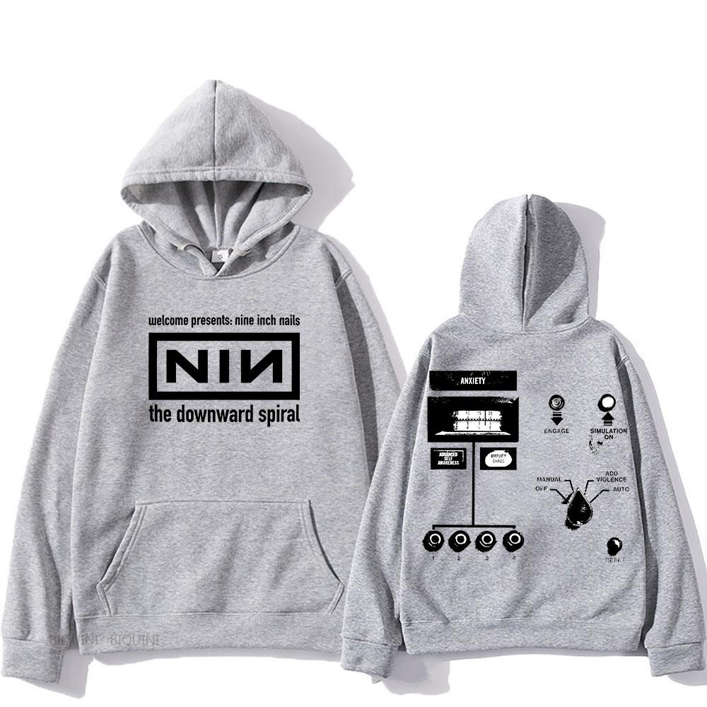 2025 Retro Hooded Nine Inch Nails Confirm Tour Fleece Harajuku Sweatshirt for Autumn/Winter Gothic Clothes Punk Hoody