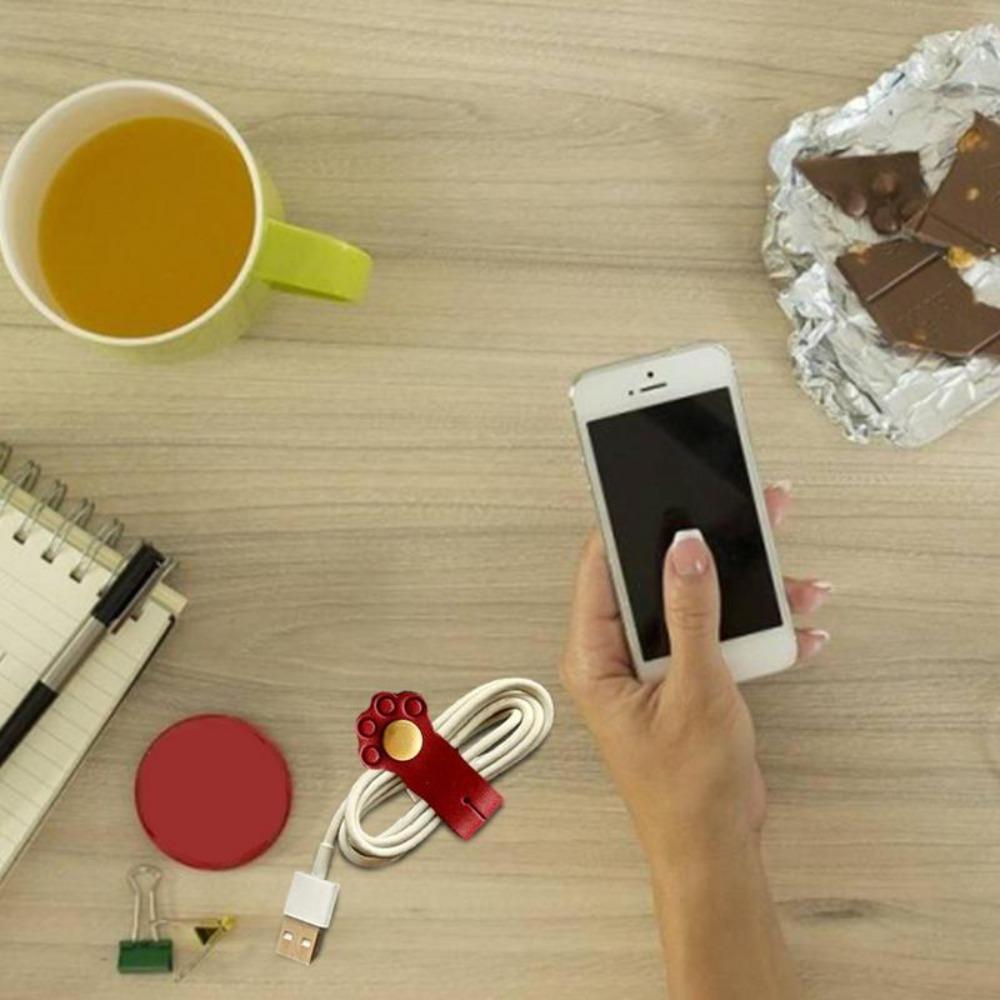 Organizér na kabely sluchátek Roztomilý zvířecí kožený navíječ kabelu na sluchátka Stroage