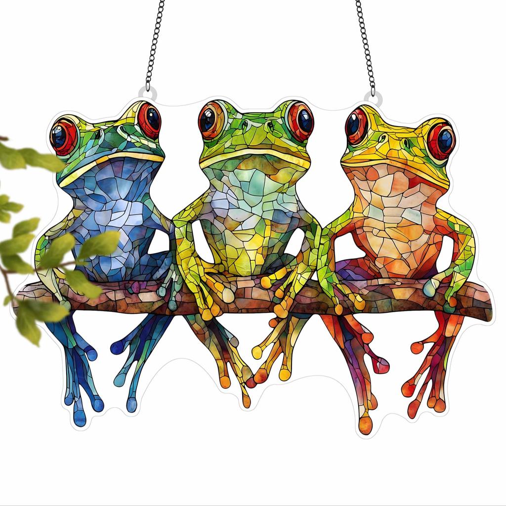 2D Three Frogs Light Catcher, Holiday Decoration, Country Room Decoration, Four Seasons Window Wall Room Bedroom Home Garden Indoor Decoration