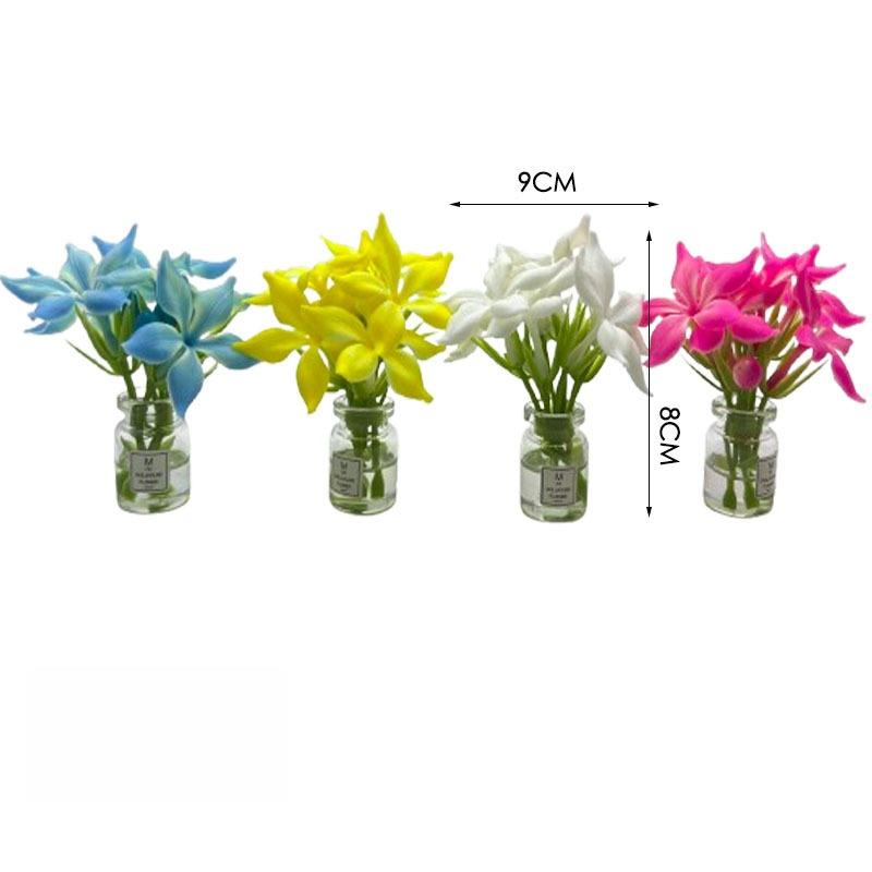 1Pcs 1:12 Scale Mini Flower Glass Bottle Car Ornament Dollhouse Accessories Simulation Fake Flower Miniature Floral Model
