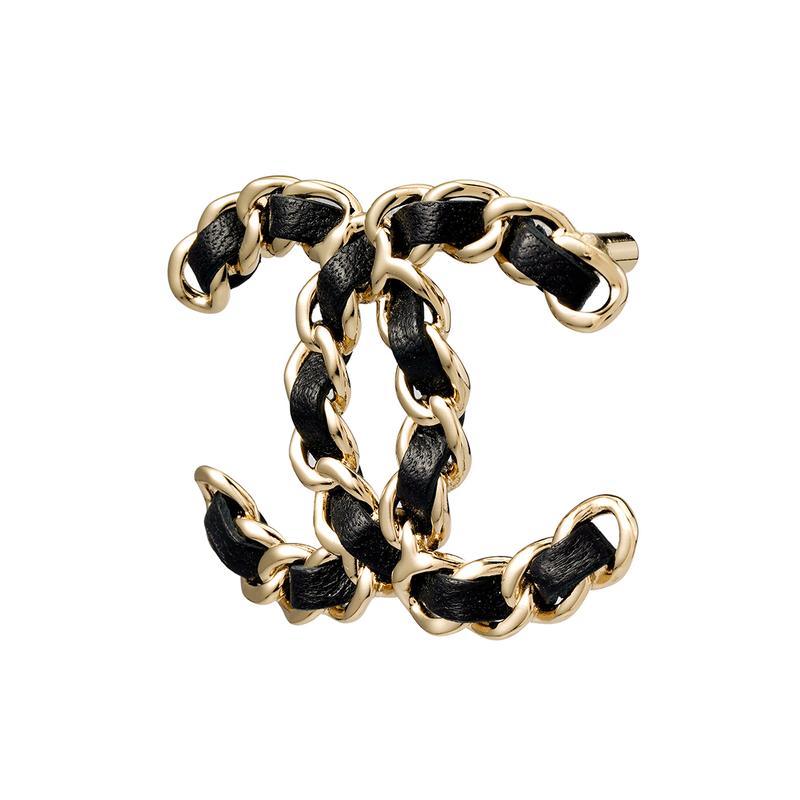 CHANEL Lambskin Classic CC Logo Lambskin Metal Brooch Women's Black