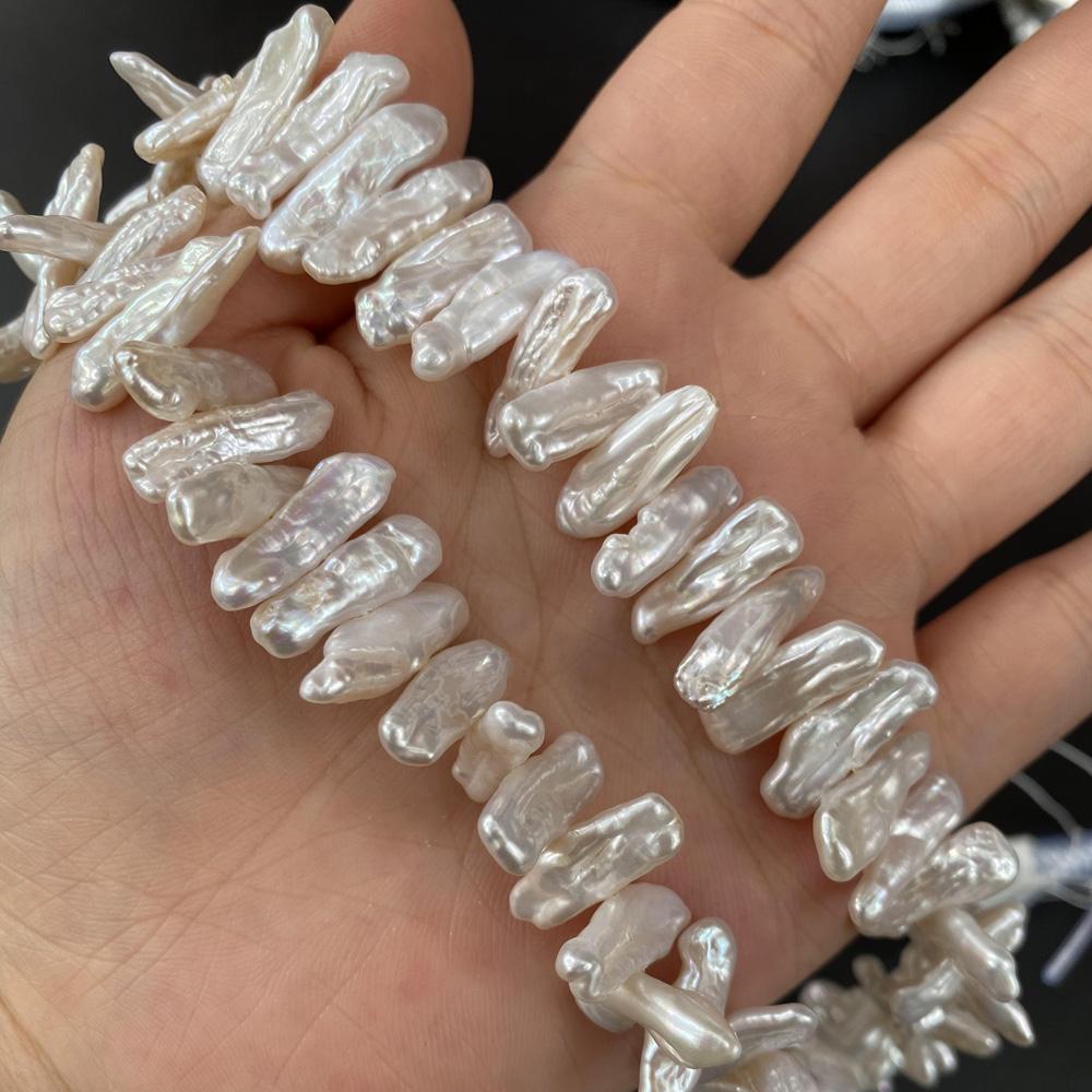 1String, Irregular Pearls, 5×20-6×22mm, White Natural Freshwater Pearl Beads for Jewelry Making DIY Supplies, Women's Craft Gifts 36cm
