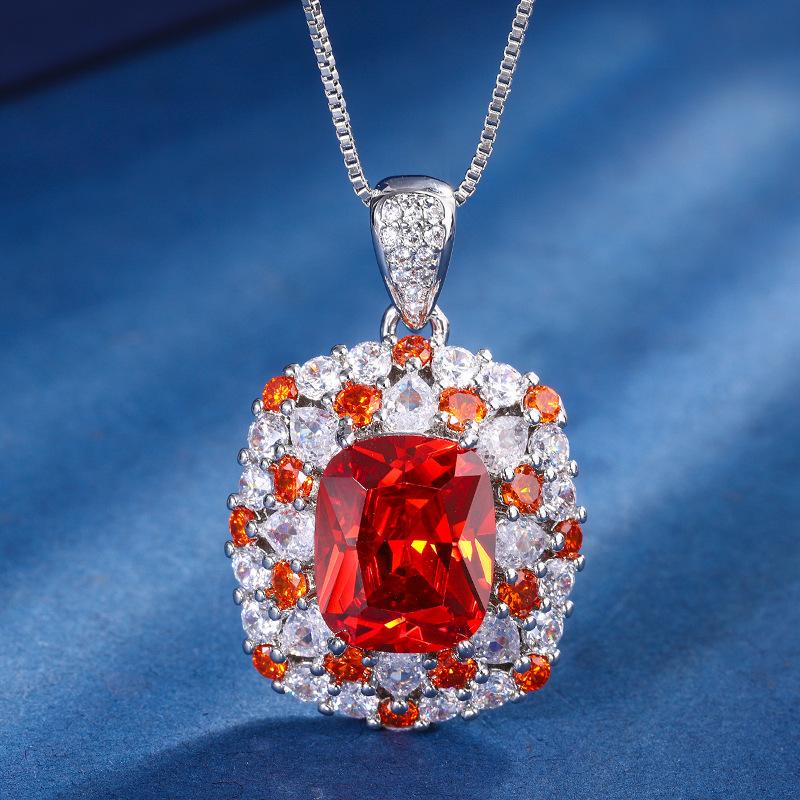 Jewelry Copper Bottom Gold Plated Jewelry Set Simulation Color Treasure Fat Square Color Diamond Set Female Main Stone 10 * 12