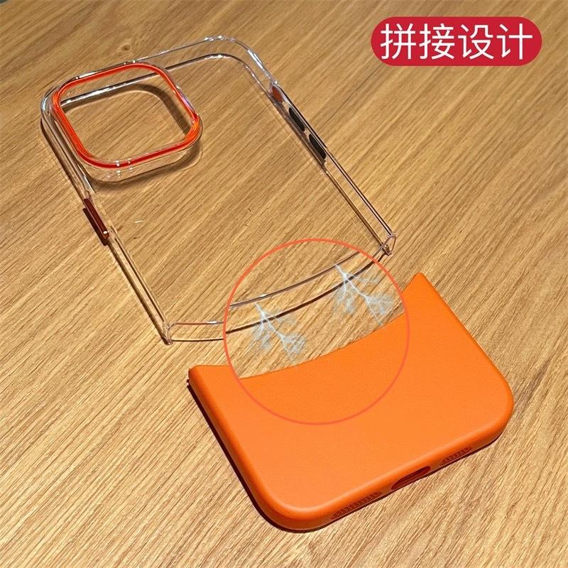 Transparent and non-yellowing, suitable for iPhone15 splicing mobile phone case, Apple 14 creative two-in-one all-inclusive anti-drop sheath.