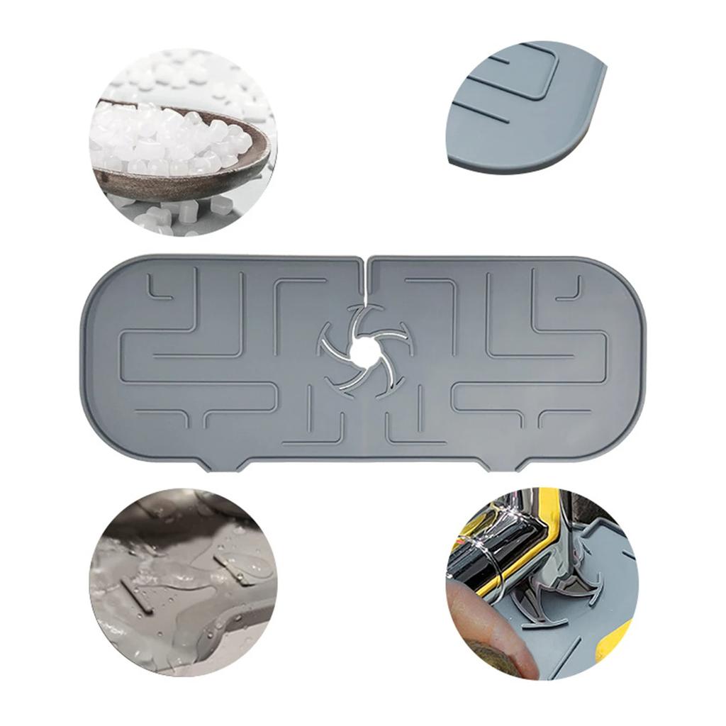 1pc-Silica gel faucet splash-proof silica gel pad drain mat faucet filter mat kitchen bathroom sink mat