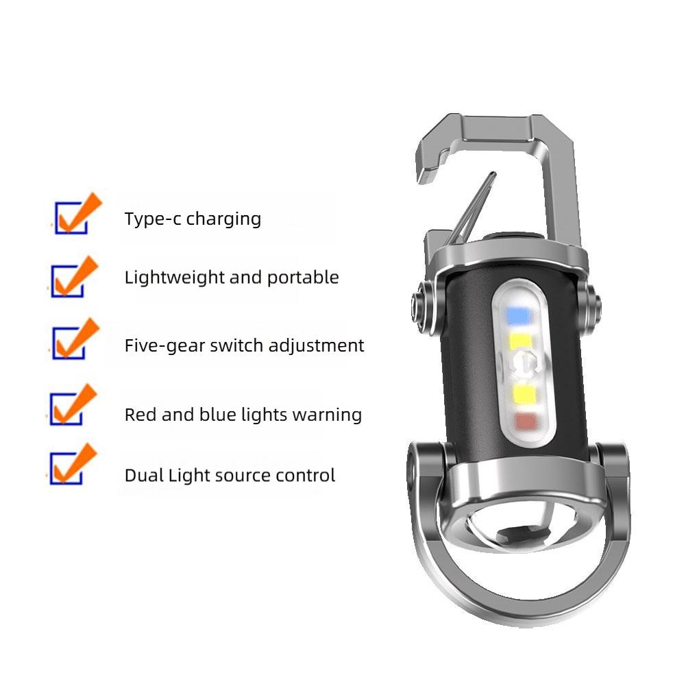 Portable LED Flashlight Keychain Multifunctional Keychain Light USB  Rechargeable waterproof Camping Pocket Lamp for Outdoor USE