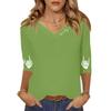 Women's Three-quarter Sleeve Shirt V-neck Loose Casual Spooky Scason Halloween Print Top