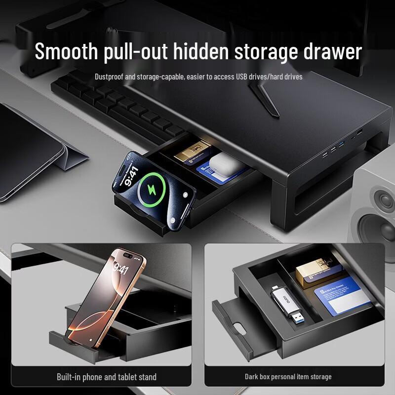 llano Monitor Riser with 48W Fast Charge & USB 3.0 Hub