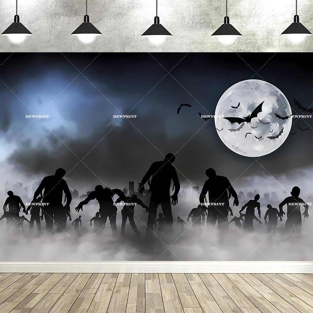 Halloween Backdrop Banner Help Do Not Enter No One Leaves Horrible Ghost Shadow Terror Zombie Skeleton Background Tapestry652
