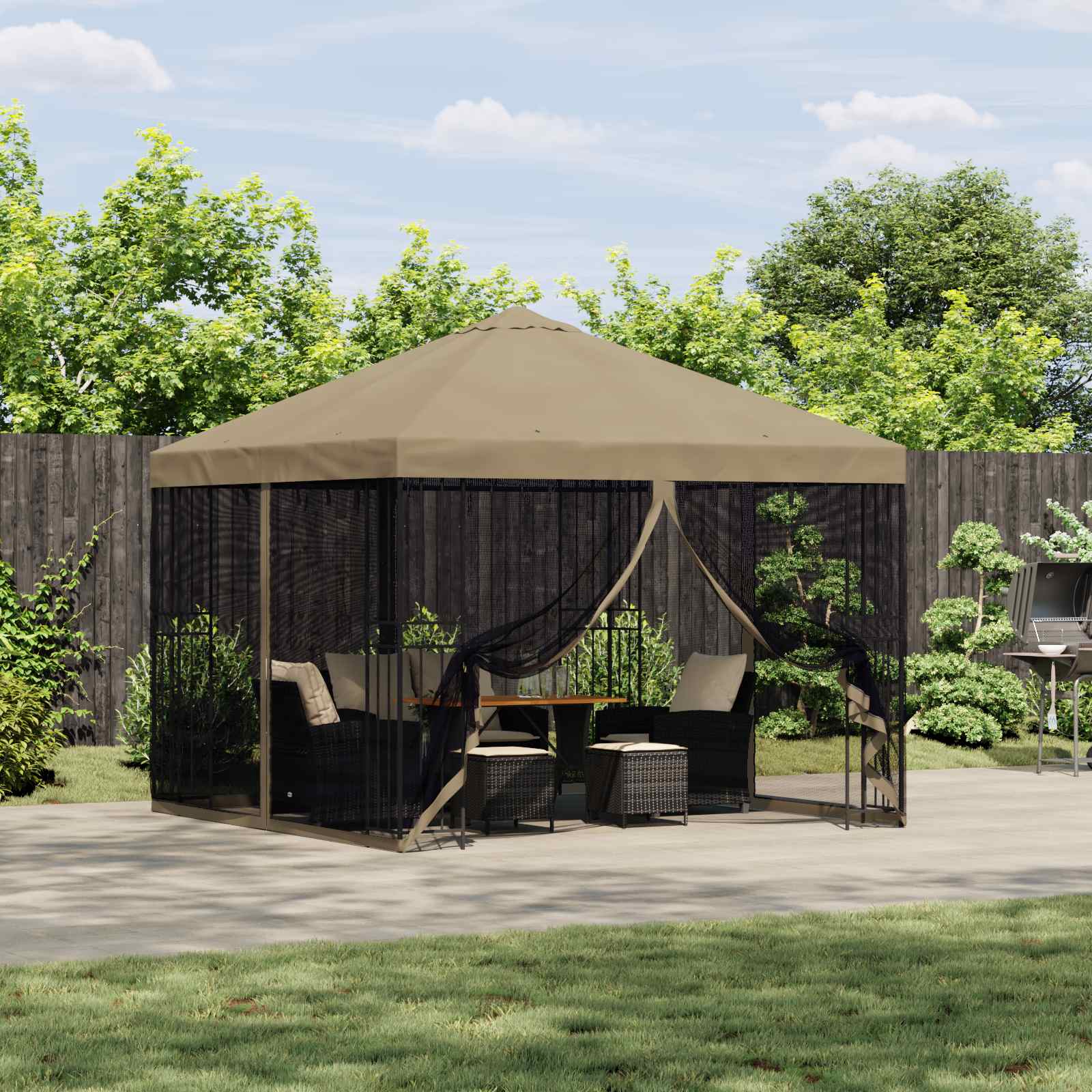 Gartenpavillon mit Seitenwänden 3 x 3 m Beige