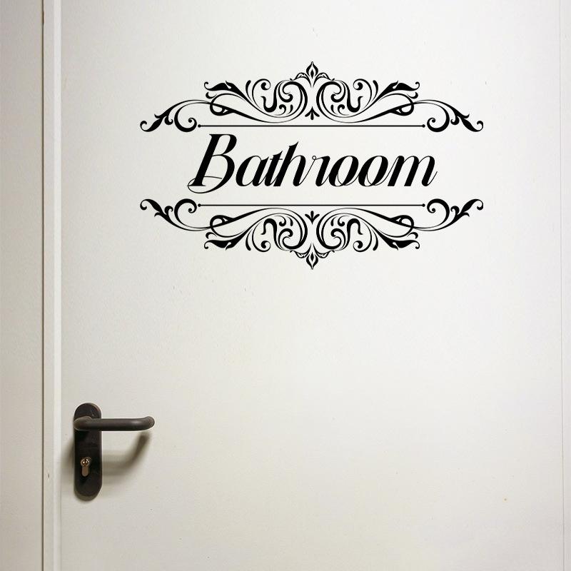 Creative bathroom English signage Bathrom door stickers bathroom decoration self-adhesive wall stickers