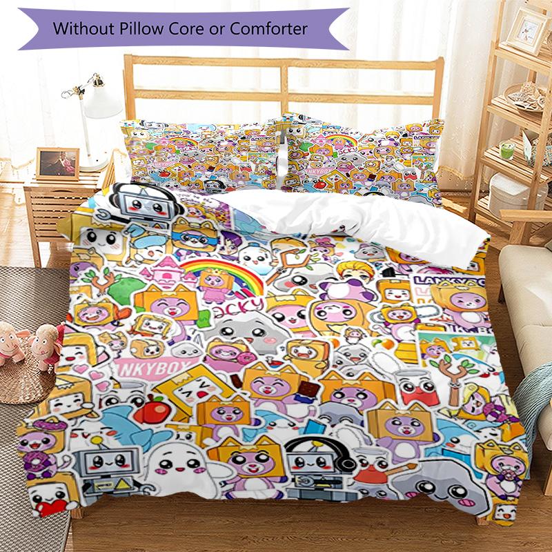 3pcs LankyBox Bedding Set Duvet Cover Closure Includes 1 Duvet Cover & 2 Pillowcases, Soft and Comfortable for All Seasons.