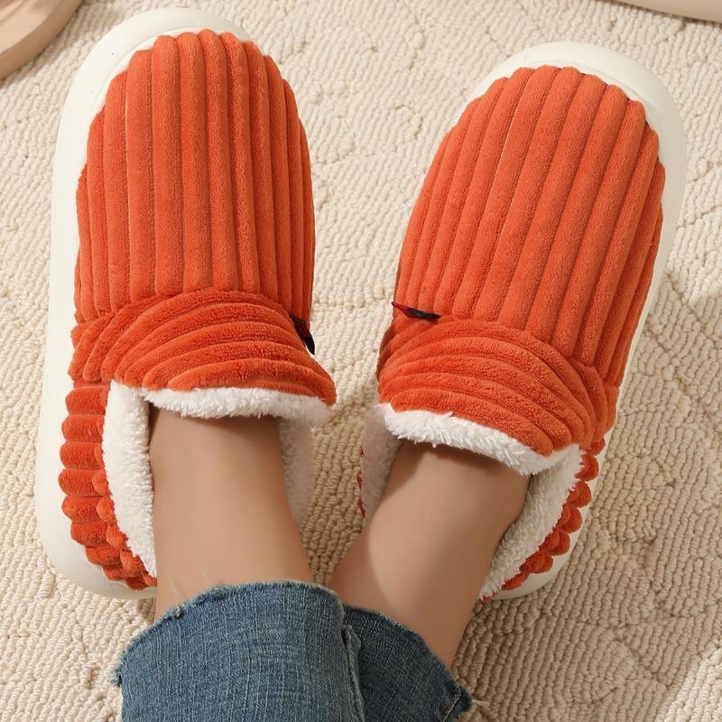 One-button bag heel cotton shoes women's winter indoor comfort and warmth thick-soled non-slip cotton slippers Cixi