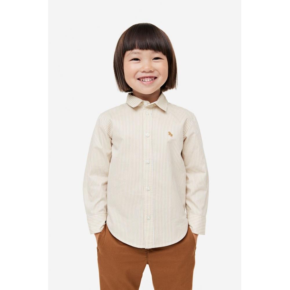 

Рубашка из хлопка HM светло-бежевая в полоску