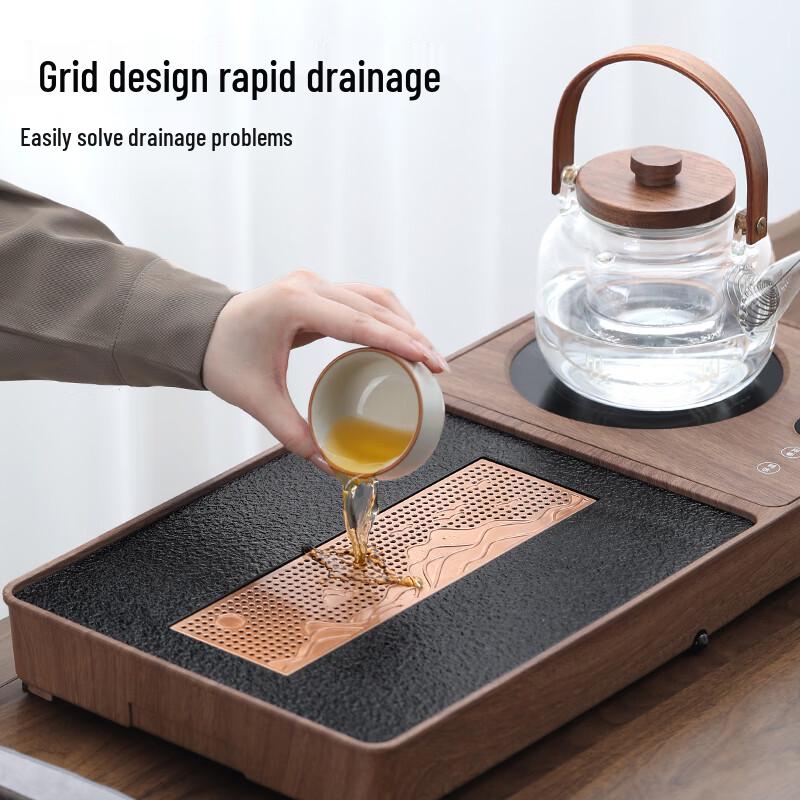 Naijiang Ru Kiln Ceramic Automatic Tea Set with Integrated Tray & Kettle