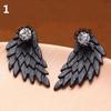 Women Retro Gothic Cool Jewelry Angel Wing Rhinestone Ear Jacket Earrings
