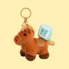 Fluffy Keychain Pendant Plush Horse Zodiac Key Chain with Lucky Bag Orange Decoration Backpack Keys Desktop Ornament