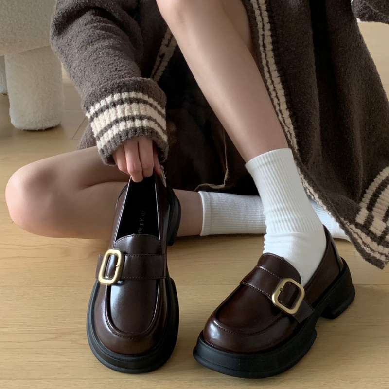 Platform British style loafers women's 2025 spring and autumn new Mary Jane one-pedal small leather shoes jk uniform single shoes