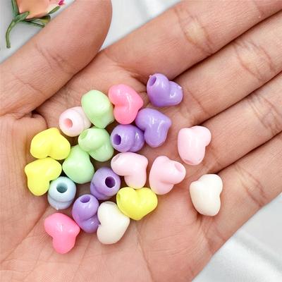 20 ADET El Yapımı Malzeme Düz Renk Bilezikler Takı Yapımı Aksesuarları Moda Kalp DIY Gevşek Boncuk Kolye Akrilik 10*11.5mm