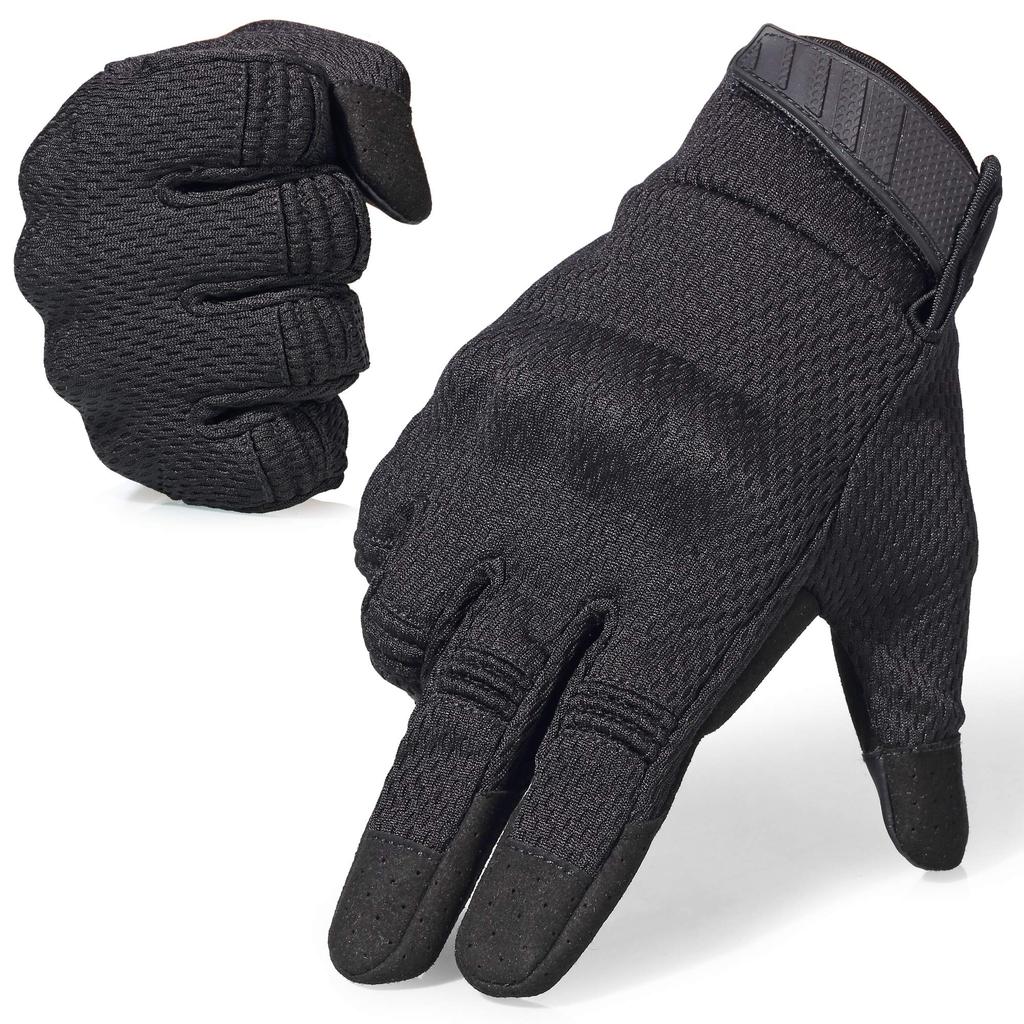 WTACTFUL Tactical Military Motorcycle Rubber Hard Knuckle Full Finger Gloves for Touchscreen Outdoor and Military Suitable for Heavy and Black Gloves,