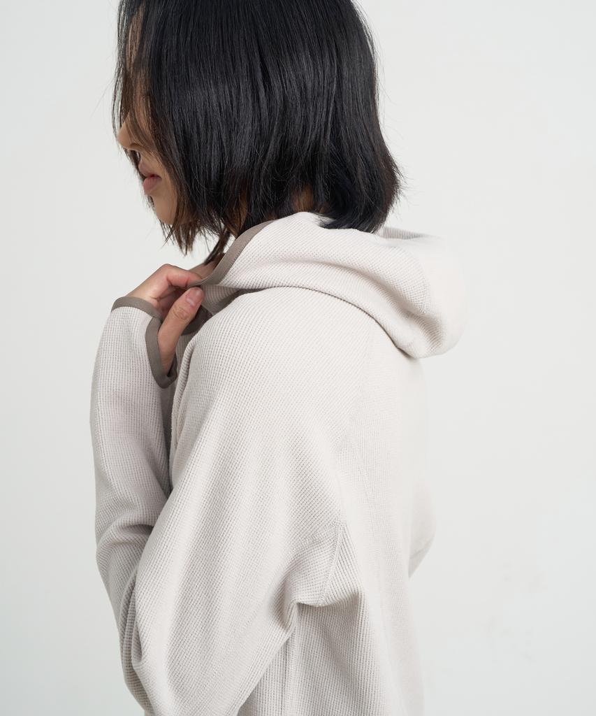 GOYOWEAR Relaxed Waffle Knit Hoodie (Light Gray)