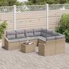 9 Piece Sofa Set with Cushions in Beige and Light Grey Poly Rattan