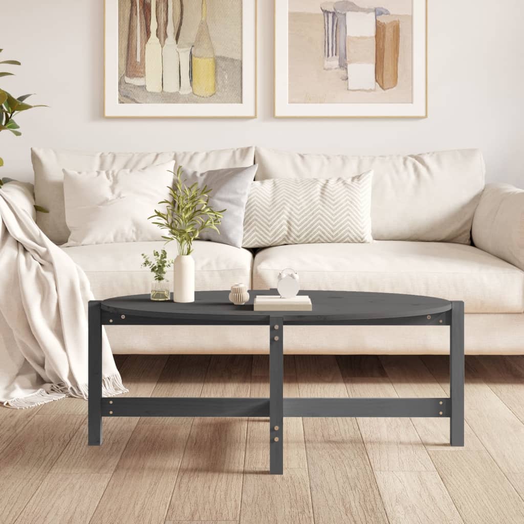 Vidaxl Coffee Table, Grey, 118X63X45 Cm, Solid Pine Wood