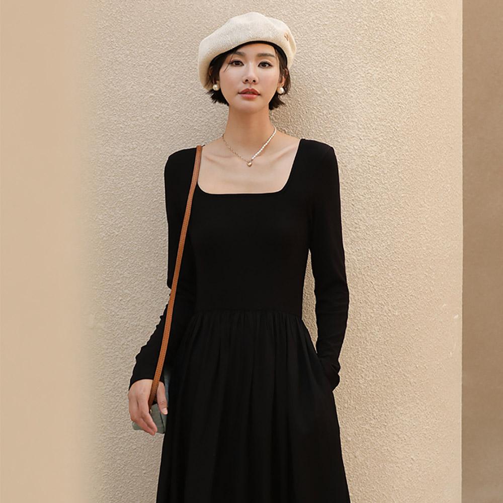 Laengsseon Ls_Square Side Pocket Long-Sleeved Dress