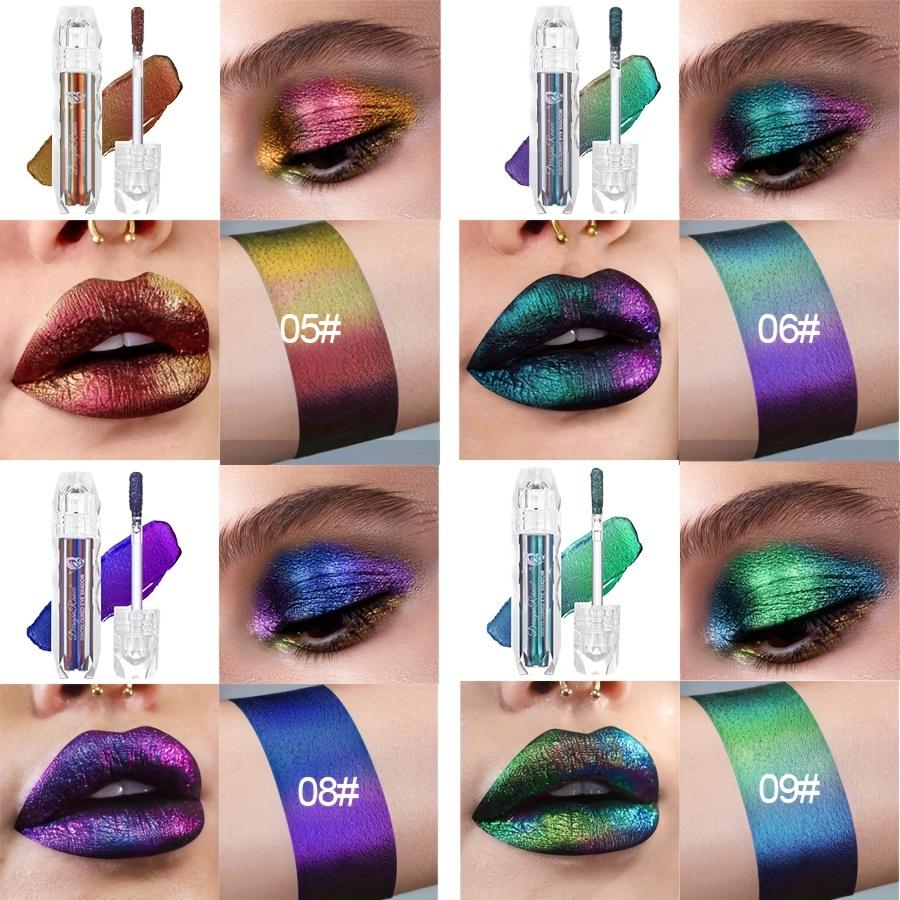 9-Color Chameleon Metallic Lip Gloss Lip Glzae High Shine Long-Lasting Lipstick Coral Tones for Stage & Halloween Makeup