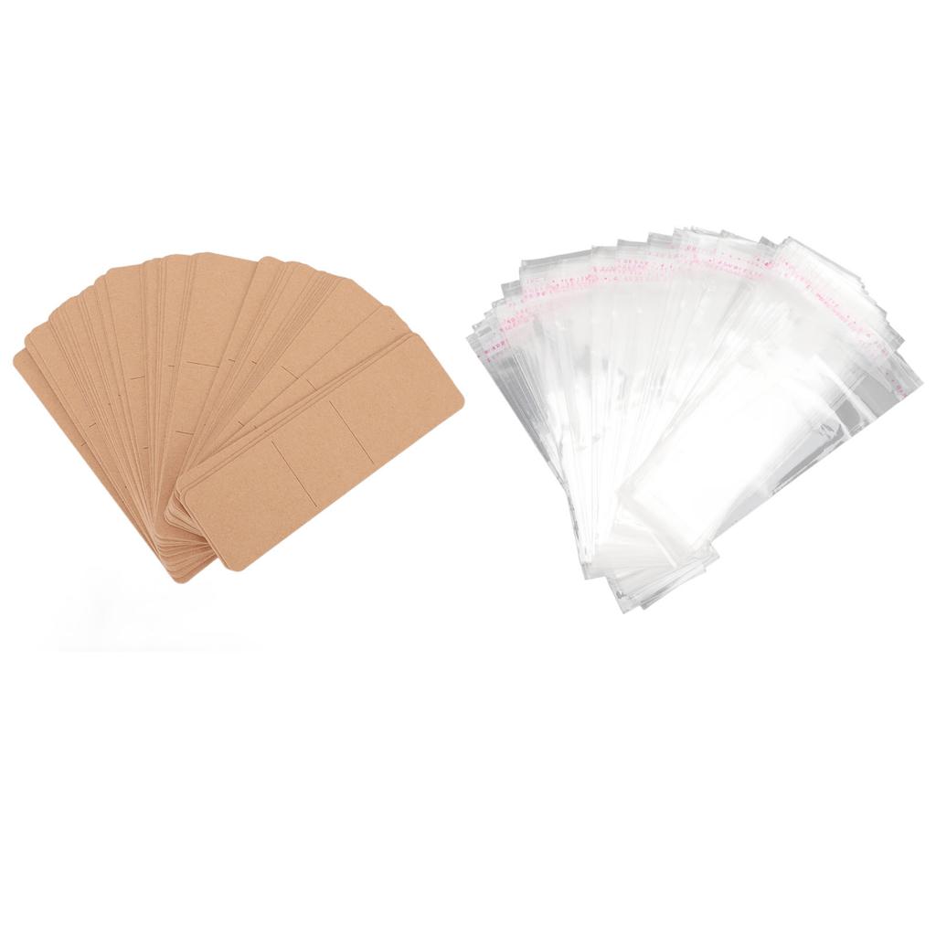 200PCS Set Bookmark Sleeve Set Blank Bookmarks Display Card and Transparent Self Adhesive Bag for Handcraft