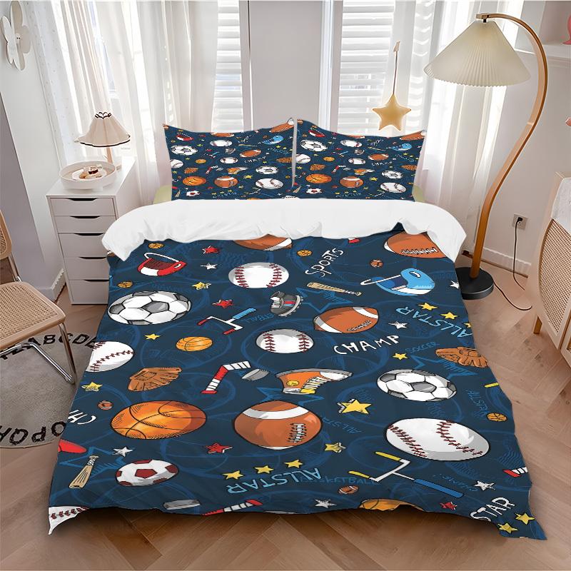 

3pcs Sports All-Star Soft and Comfortable Breathability, Bedding Set, Machine Washable, Suitable for All Seasons195 135x200cm