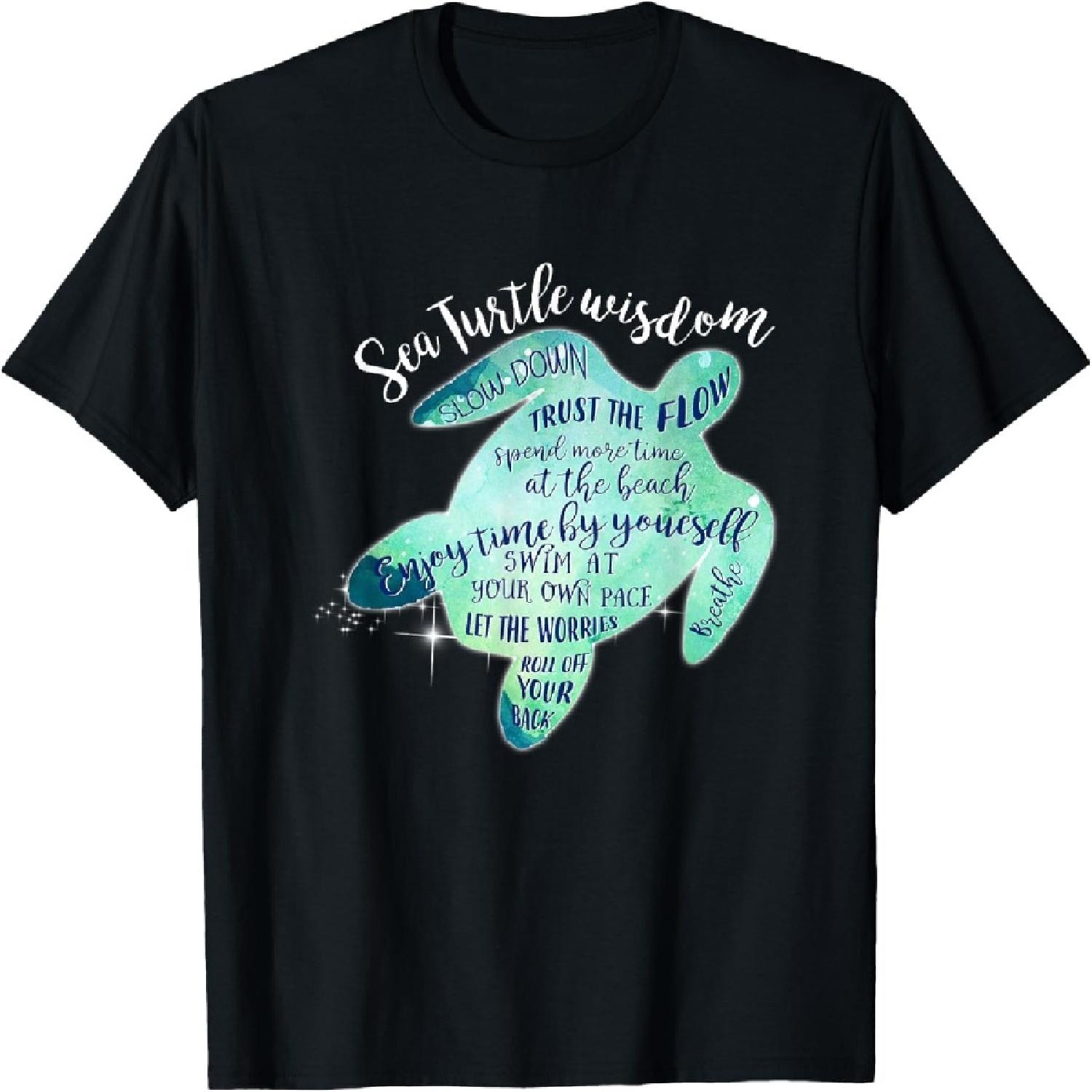 Sea Turtle Wisdom T-Shirt for Women - Beach T-Shirt S