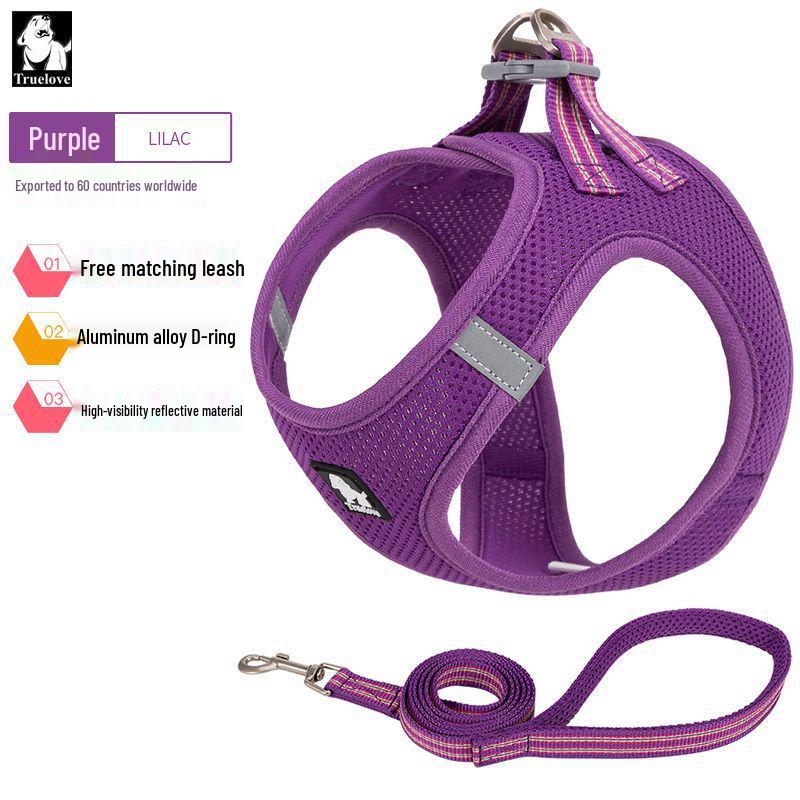 

Vest-Style Dog Leash Chest Harness for Small Dogs 3XS Chest 24-28cm (Recommended 1-3 jin) фиолетовый