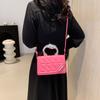 Textured bag women's new small fresh hard handle handbag fashionable solid color shoulder messenger bag