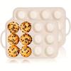 Silicone Muffin Baking Pan with Metal Support Structure, Featuring 12 Standard-Sized Non-Stick Cupcake Compartments, Perfect for Oven Use