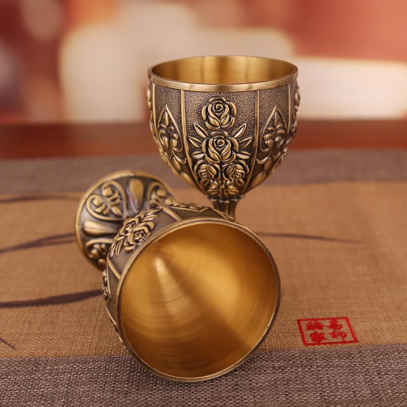 Weinglas Baijiu-Tasse Kürbistasse Große Baijiu-Metalltasse Europäisch-Amerikanische Relief-Metalltasse Reise-Handwerkskunst