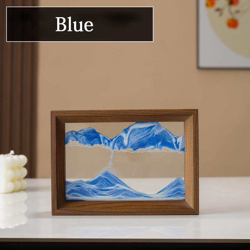 Wooden Frame Sandscape Moving Sand Art Picture Quicksand 3D Liquid Hourglass Craft Flowing Sand Painting Office Home Decor Gifts