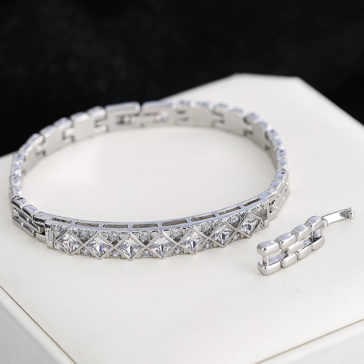 Geometric Style Light Luxury Versatile High Quality Micro-paved Zircon Detachable Bracelet One Size(16-22CM)