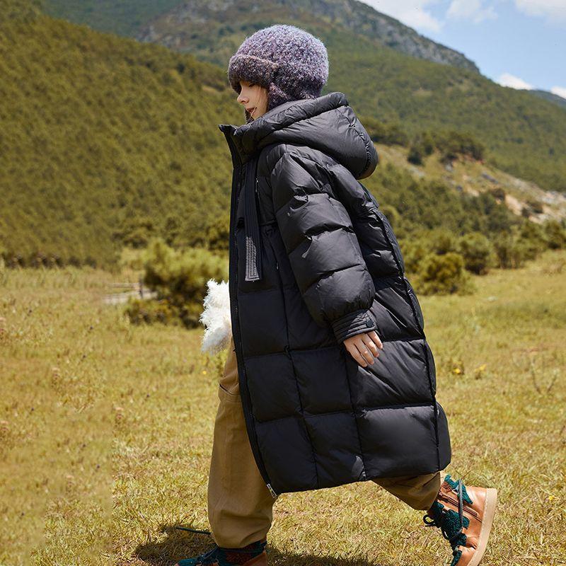 

Детский модный пуховик средней длины, зимнее повседневное утепленное пальто для девочек 170 чёрный