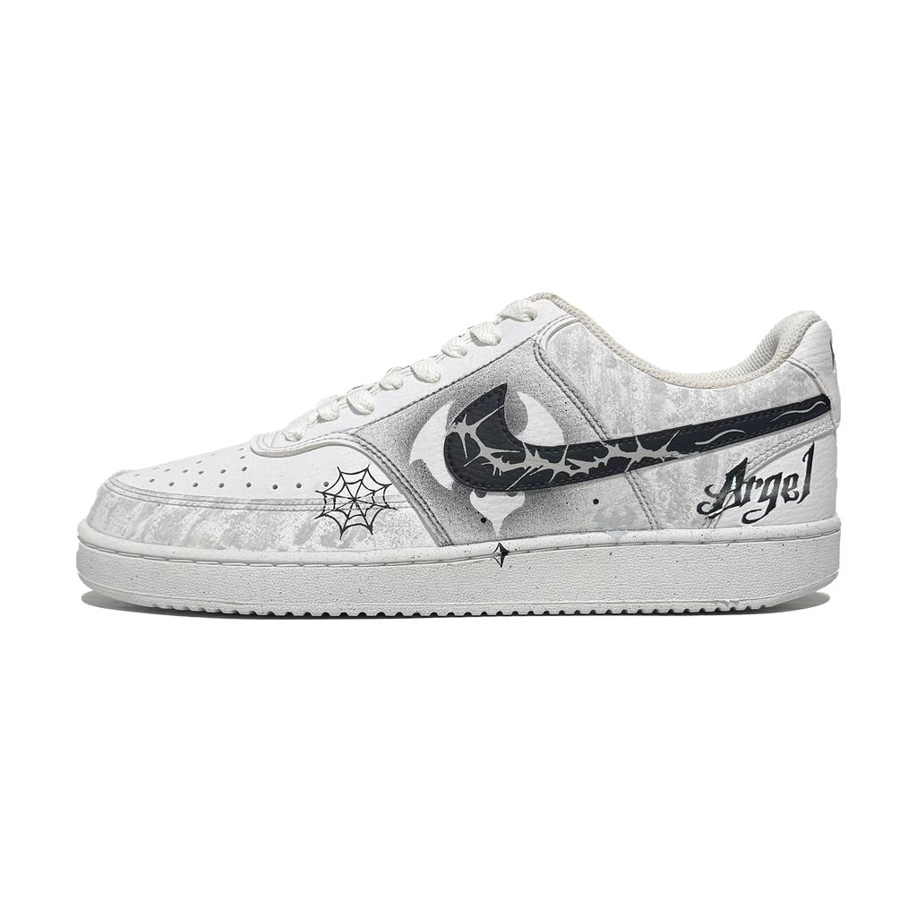 Nike Court Vision 1 Dark Thorn Lightweight And Breathable Low top Skateboard Shoes Men's Black White DH2987-101(Team61-)