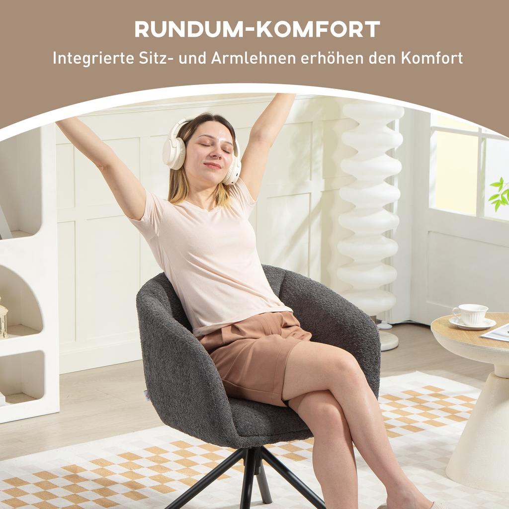 Armchair, Upholstered, Swivel, Up To 120 Kg, Dark Grey