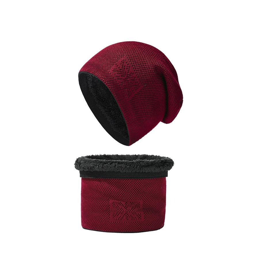 

Осень-зима мужская шапка шарф двухсекционная бархатная толстая уличная теплая защита ушей ветрозащитная вязаная шапка красный
