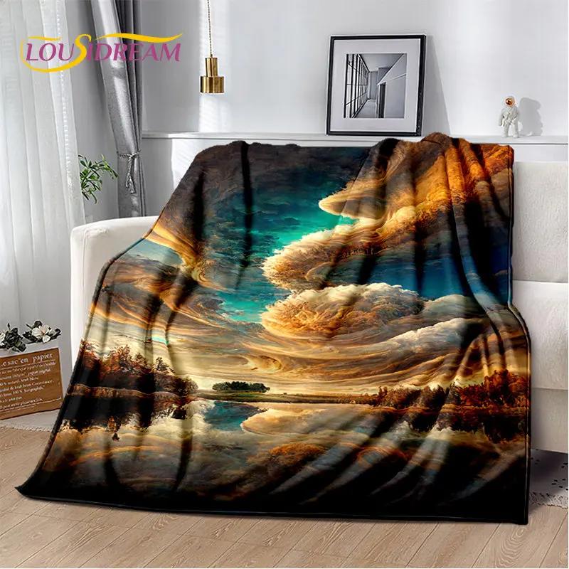 3D Natural ,Tornado, Cloud Soft Plush Blanket,Flannel Blanket Throw Blanket for Living Room Bedroom Bed Sofa Picnic Kids Office