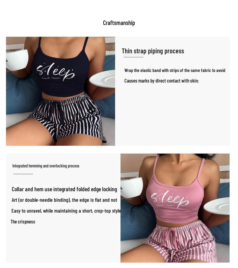 European & American Printed Camisole Shorts Set - New Style Slim-fit Sexy Home Wear